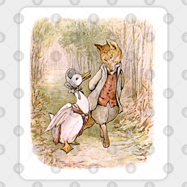 Jemimah Puddleduck and the Gentleman - Beatrix Potter Sticker by forgottenbeauty